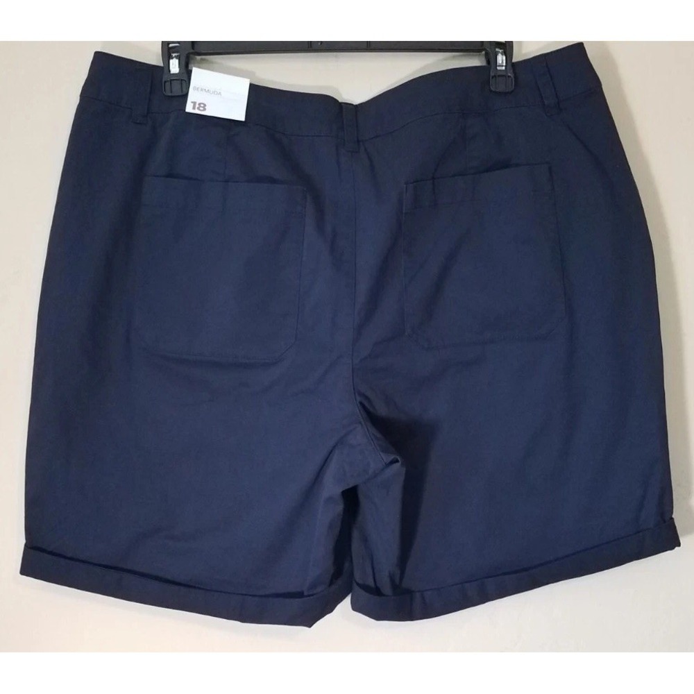 Lane Bryant Bermuda Shorts Women 18 Navy Blue Stretch Coastal Summer Vacay NEW - Picture 5 of 6